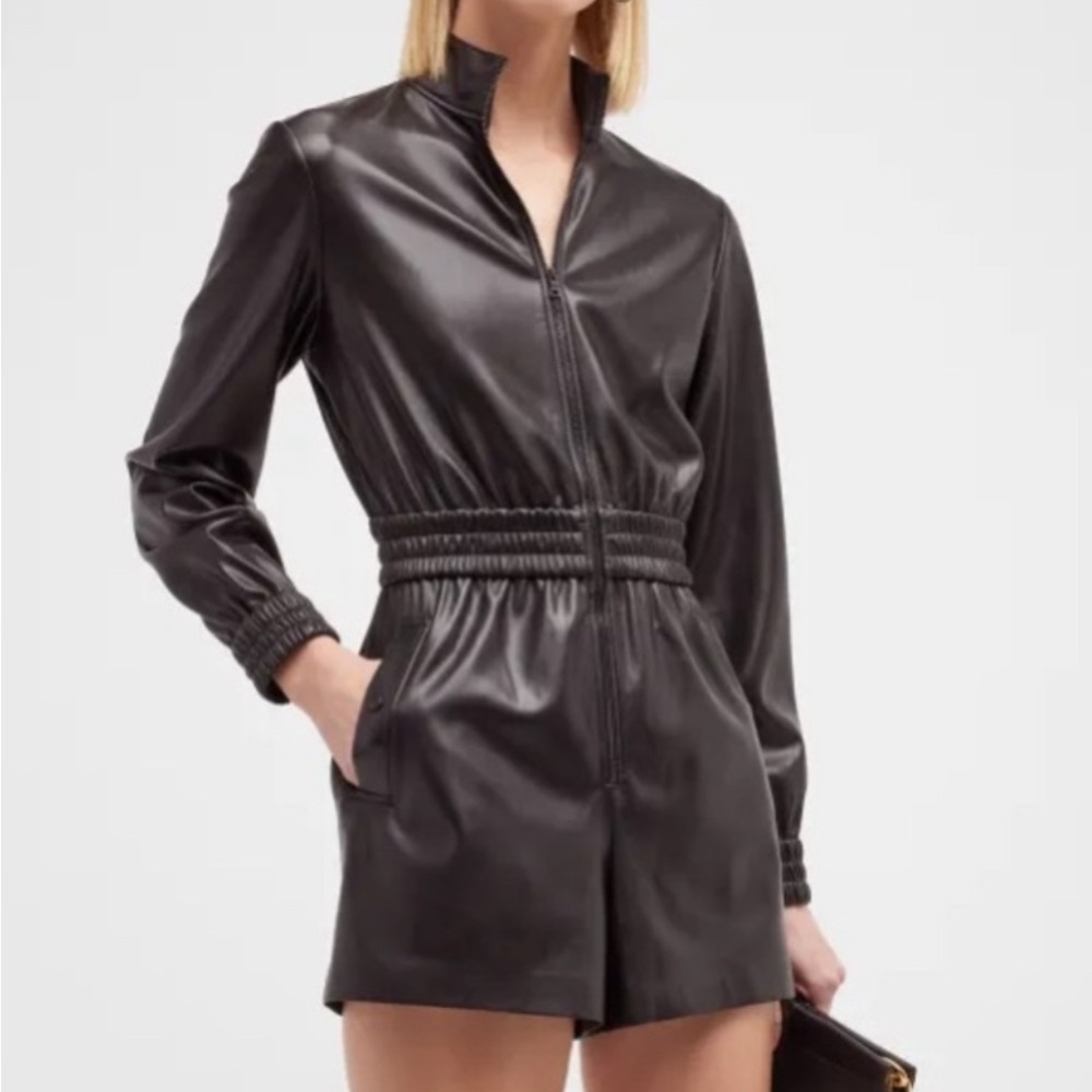 Alice + Olivia Black Leather Jumpsuit